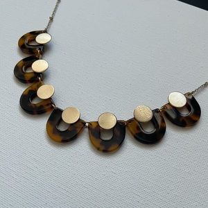 Matte gold and brown tortoise shell statement necklace dainty